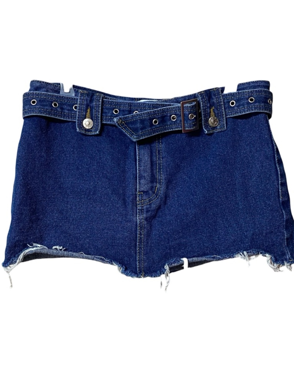 GATELESS NWOT $80 Micro Denim Mini Skort w/Grommet Belt Size Small